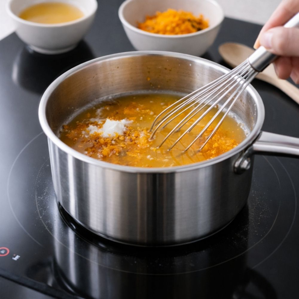 Blande glasuringrediensene til glaserte gulrøtter