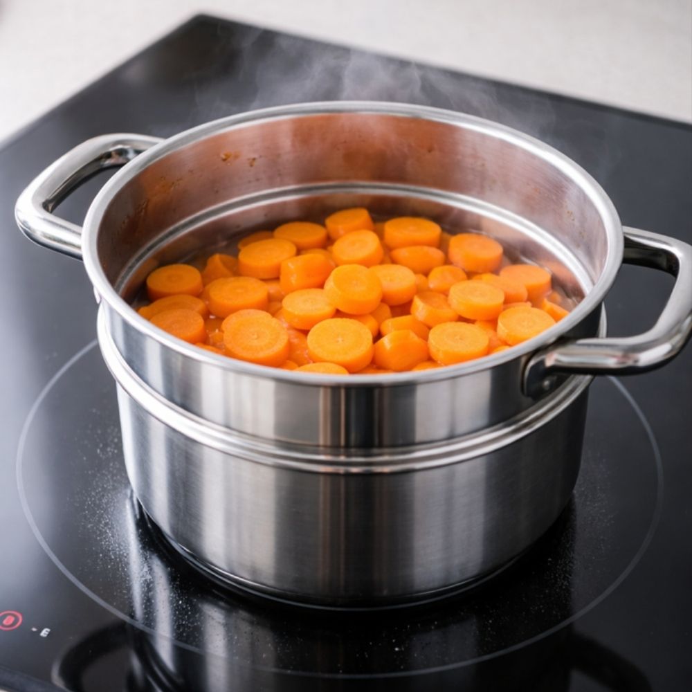 Dampkoke gulrøttene